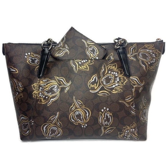 Coach Mahogany Tulip Signature C Tote Wallet Set - Picture 4 of 6